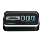 USB-хаб ORICO (USB-C) (M3U3-3TS) Подключение: съёмный кабель USB-C (0,5 м), USB-C (10 Вт). Порты: 3 USB-A 3.2 Gen 1, microSD, SD. Есть LED-индикация. В комплекте есть переходник USB-C — USB-A