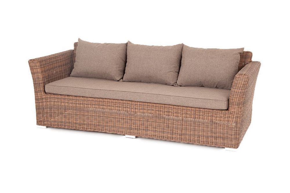 "Капучино" диван из искусственного ротанга трехместный, цвет коричневый