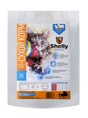 Сухой корм для взрослых кошек Shelly Delicate Premium с говядиной, кроликом и ягненком