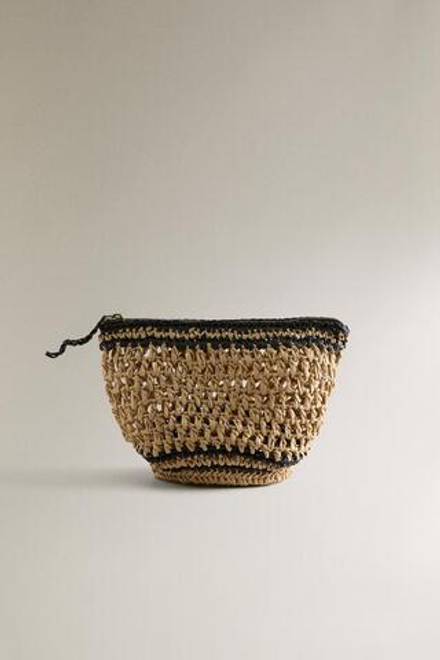 ZARA HOME ПЛЕТЕНАЯ БУМАЖНАЯ СУМКА-КЛАТЧ, ДВУХЦВЕТНЫЙ