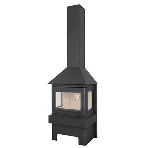 Печь-камин Бавария (Экокамин) Прага три стекла, черный