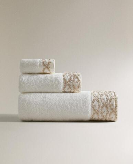 ZARA HOME БАННОЕ ПОЛОТЕНЦЕ С КОНТРАСТНЫМ КРАЕМ, ЗОЛОТОЙ