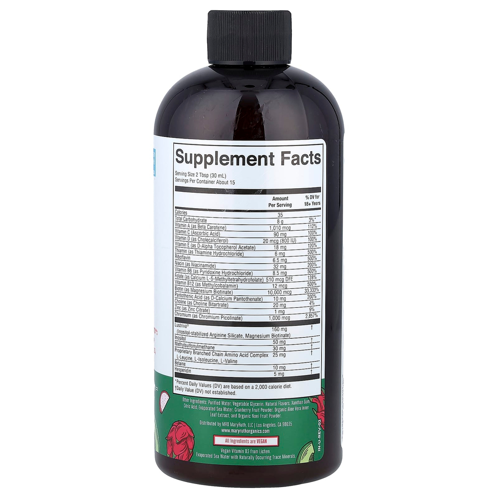 MaryRuth's, Liquid Morning, мультивитамины для роста волос, питайя и дыня, 450 мл (15,22 жидк. унции)