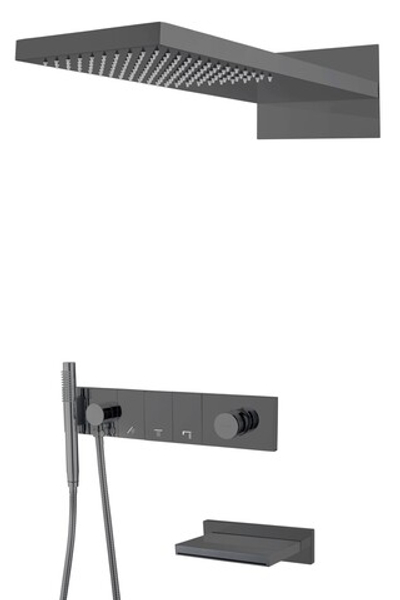 Встроенная душевая система с изливом ZODIAC, трехпозиционная Shine Gun Metal