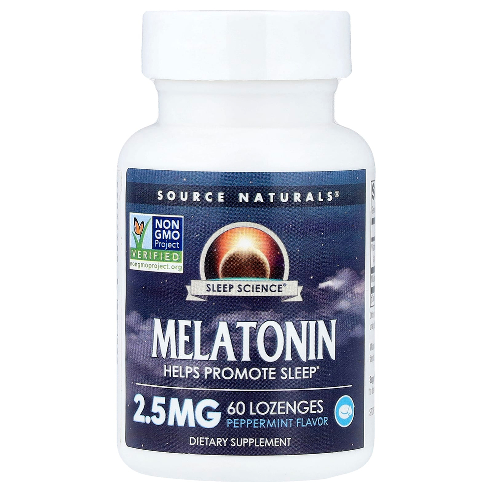 Source Naturals, Sleep Science®, мелатонин, перечная мята, 60 пастилок