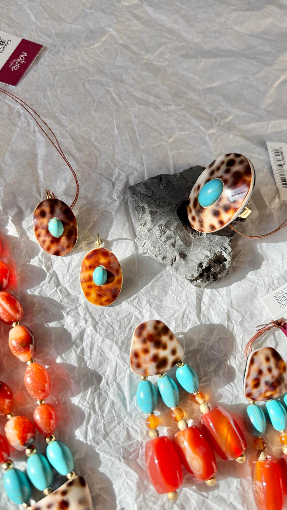 Кольцо Nature Bijoux, Surabaya, разъемное, с раковиной тигровой Ципреи и говлитом, NB25.2-19-25862 (