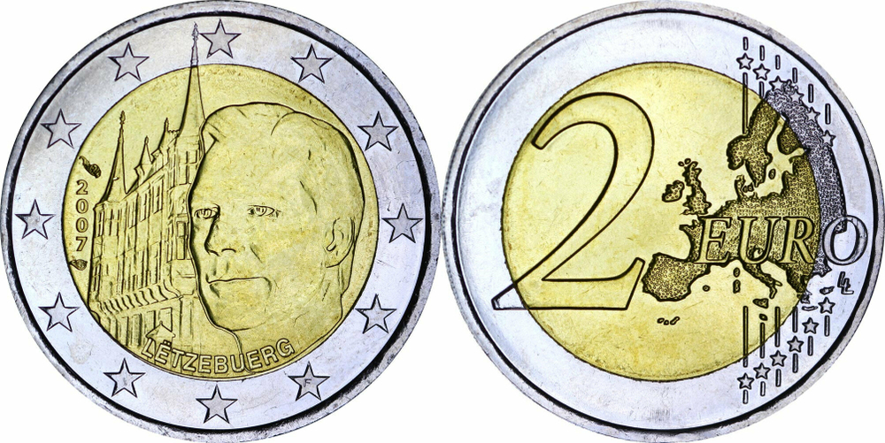 Люксембург 2 евро, 2007 Замки Люксембурга - Дворец Великих герцогов aUNC
