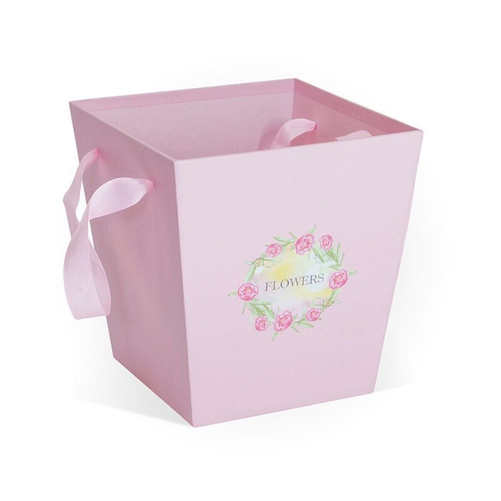 Коробка Для Цветов «Трапеция» Розовый, 17см*17см*18см, 1 шт.