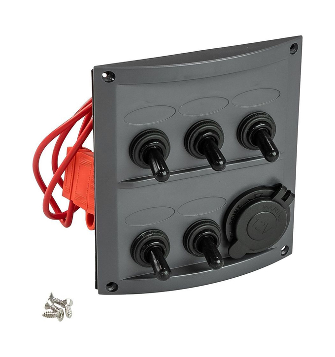 Панель бортового питания 5 переключателей, разъем прикуривателя, предохранители