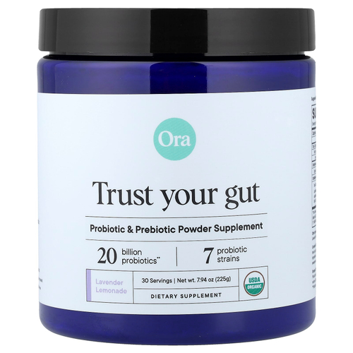 Ora, Trust Your Gut, веганский порошок с пробиотиками и пребиотиками, со вкусом лавандового лимонада, 20 млрд КОЕ, 225 г (7,9 унции)