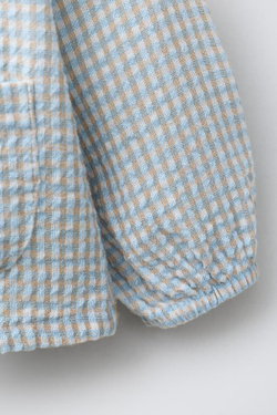 ZARA РУБАШКА С ТЕКСТУРОЙ В КЛЕТКУ, ПЕСОЧНЫЙ/СИНИЙ