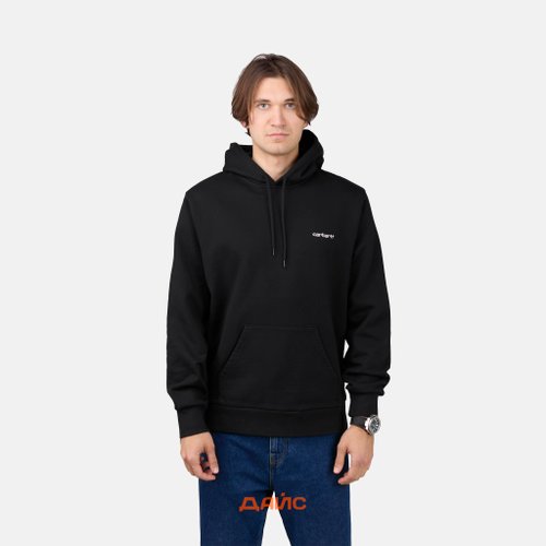 Толстовка мужская Carhartt WIP Script Embroidery Hooded артикул:I033658_black - купить в магазине Дайс