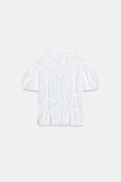 ZARA ТОП С ВЫШИВКОЙ И ПЕРФОРАЦИЕЙ, БЕЛЫЙ