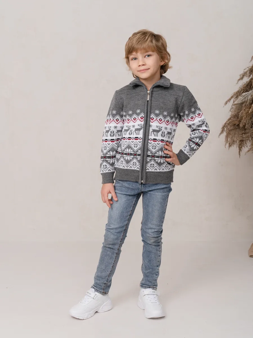 Кофта вязаная на молнии "Северное сияние"