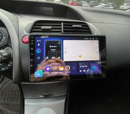 Магнитола для Honda Civic 8 хэтчбэк 2006-2011 левый руль - FarCar 3233M монитор 9.5" QLED на Android 14, TS18, CarPlay, 4G SIM-слот