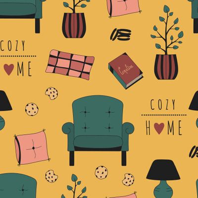 Cozy home. Уютный дом. Яркий фон