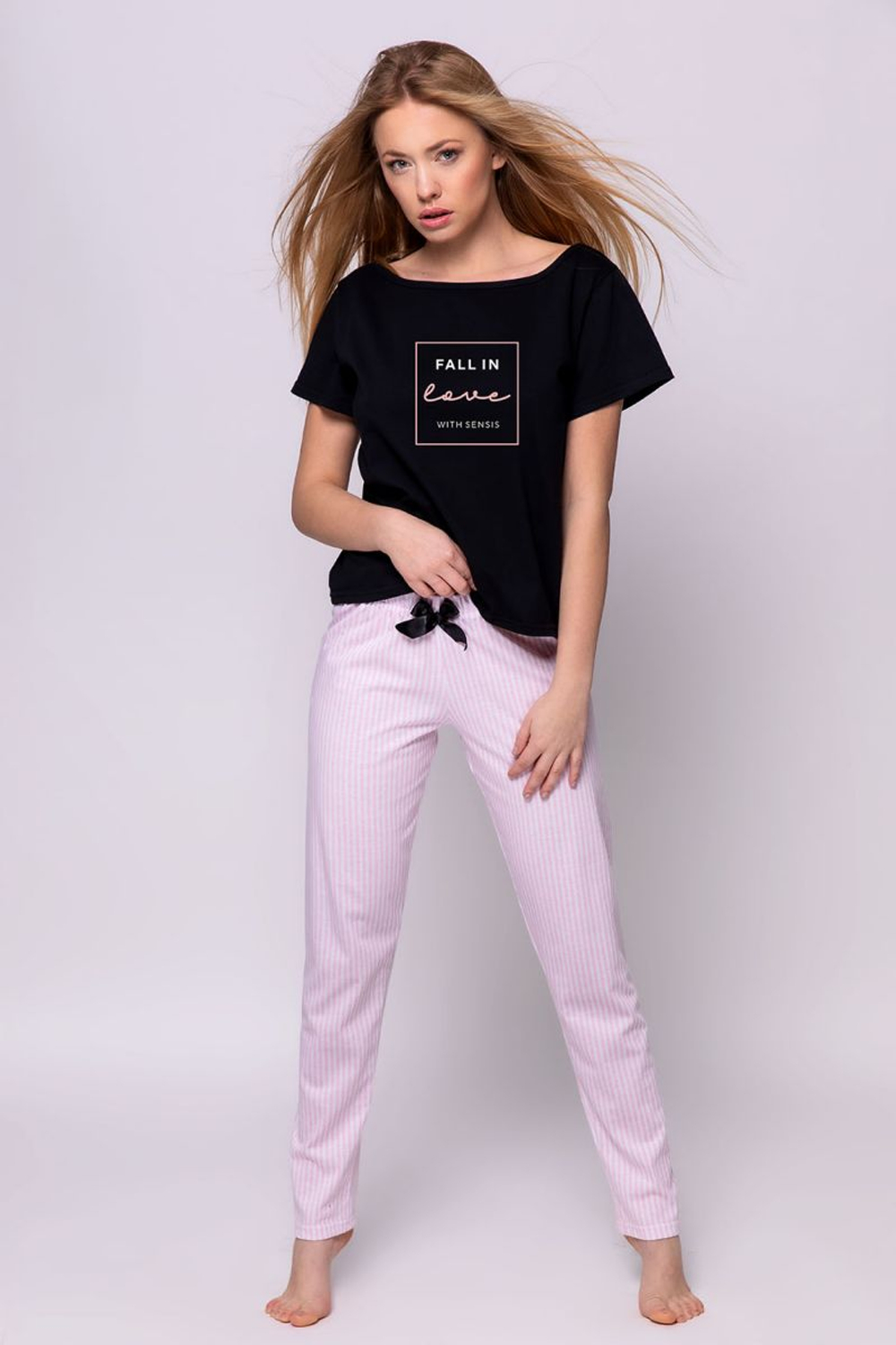 Женский домашний комплект Billie (Размер: S) (Цвет: черный с розовым)