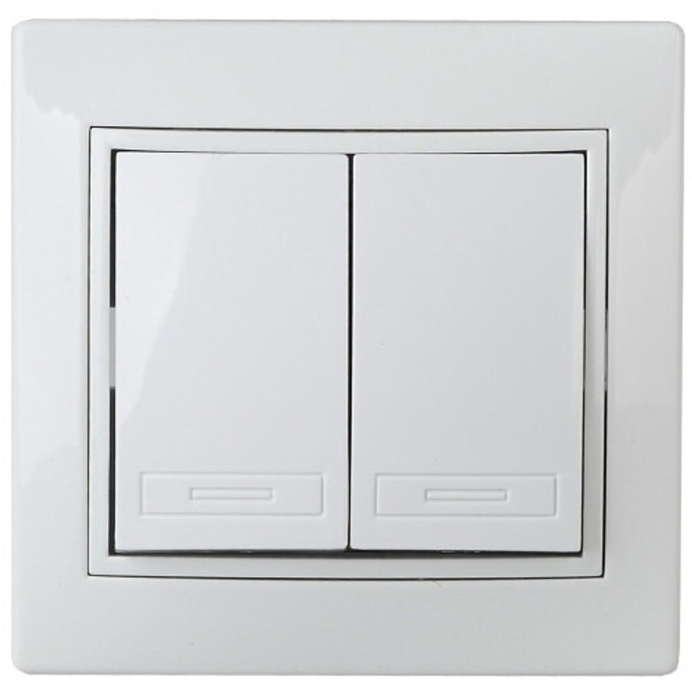 Выключатель Intro Plano 1-104-01 двухклавишный, 10А-250В, IP20, СУ, белый