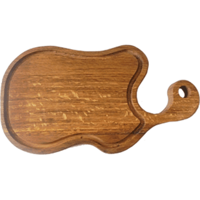 Доска для подачи фигурная с выемкой;ручка(10см);дуб;H=25,L=300,B=210мм
