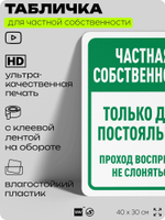 Табличка для частной территории "Частная собственность, только для постояльцев", на дом, для участка, организаций, предупреждающая, 40х30 см, Silver Plane x Айдентика Технолоджи