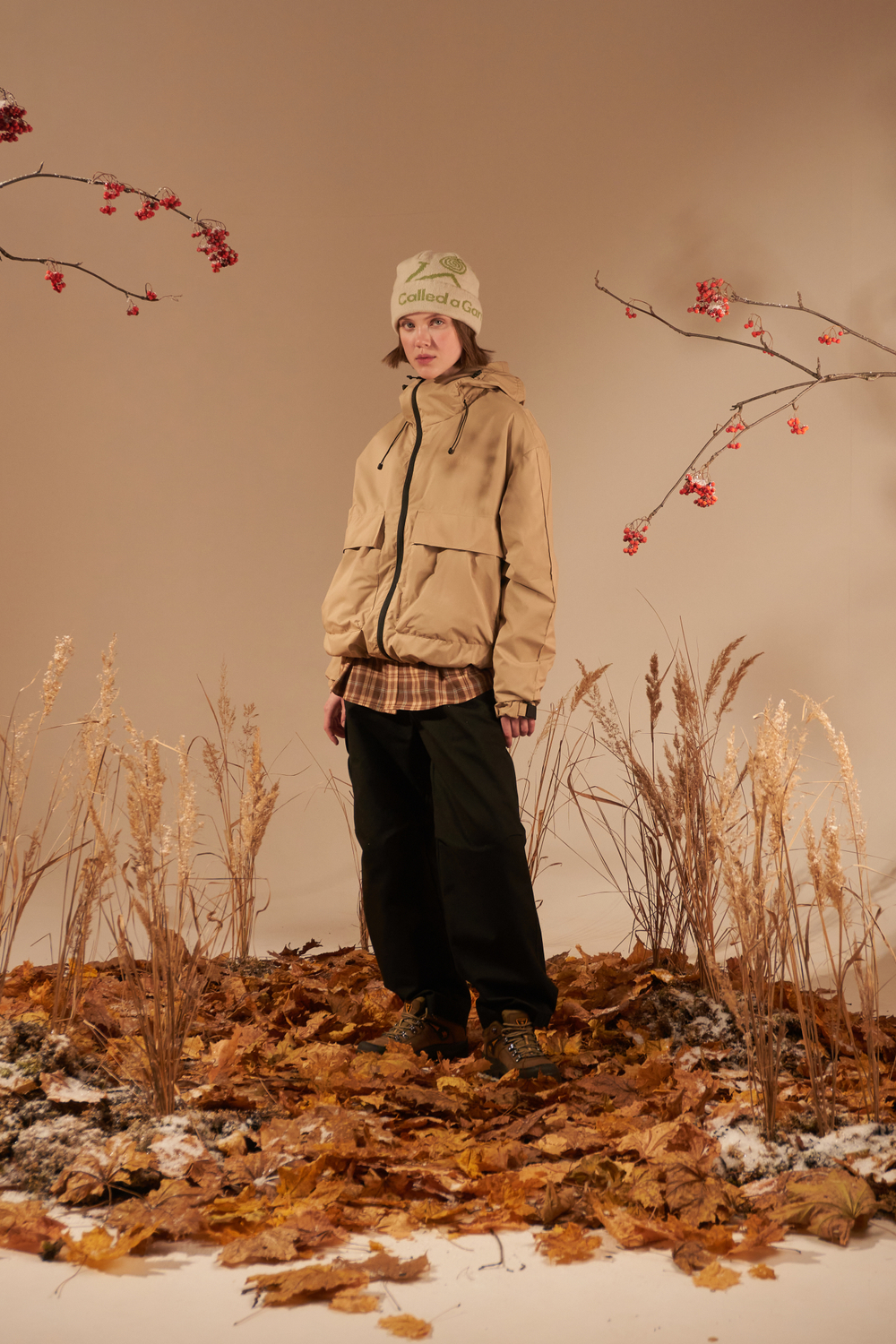 Шапка Called a Garment Pathway Logo Beanie "Milk-Green"