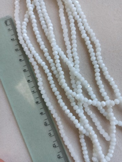 сгр4-бел Стекло граненое 4*3мм, рондель, белый, нить 37см