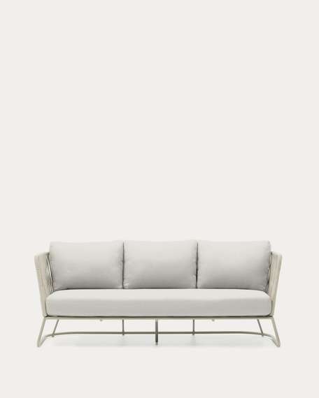 Уличный 3-местный диван Saconca из шнура и серой оцинкованной стали 189 см