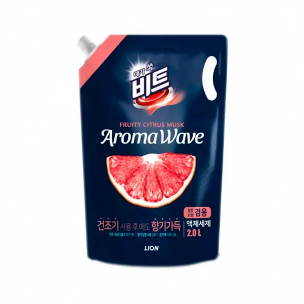 LION BEAT Aromawave refill(citrus) Концентрированное жидкое средство для стирки "AROMA WAVE" грейпфрут 2000мл