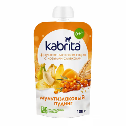 Пюре фруктово-злаковое Kabrita Мультизлаковый пудинг с облепихой (с 6 месяцев) 100 г