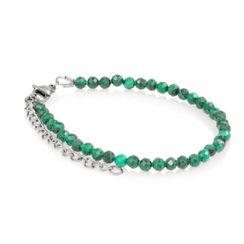 Браслет из камней малахита ограненного 4 мм