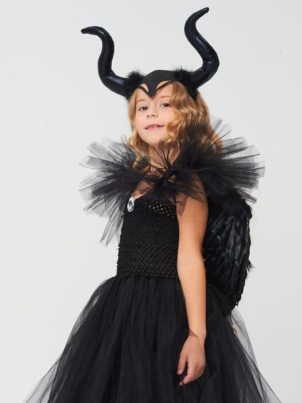 Костюм платье рога крылья Малефисента на Хэллоуин
