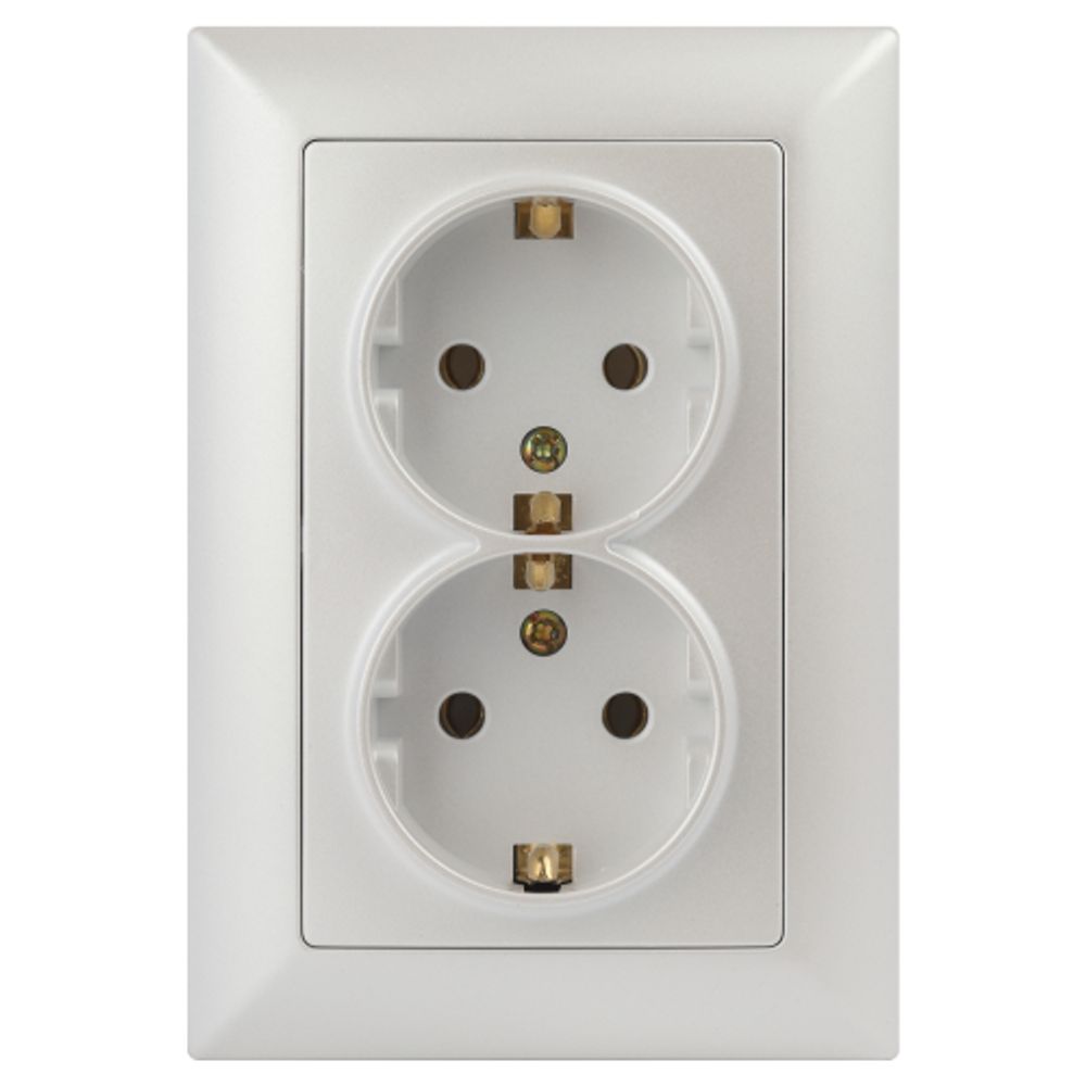 Розетка Intro Solo 4-205-06 с заземлением двойная 2X2P+E Schuko 16А-250В IP20 СУ антрацит | Intro