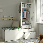 Гардероб - IKEA SMÅSTAD/SMASTAD/СМОСТАД ИКЕА,  181х150  см, белый/зеленый