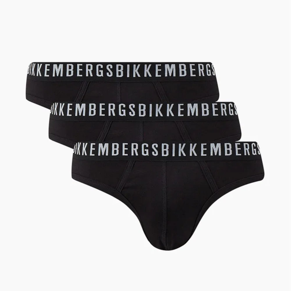 Мужские трусы брифы черные набор 3 в 1 Bikkembergs CLASSIC BKK1USP02TR