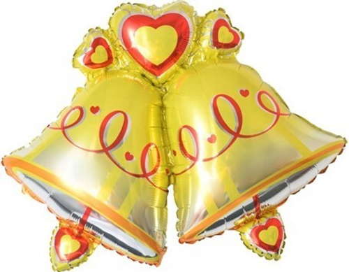 Шар с клапаном (17''/43 см) Мини-фигура, Колокольчики, Золото, 1 шт.