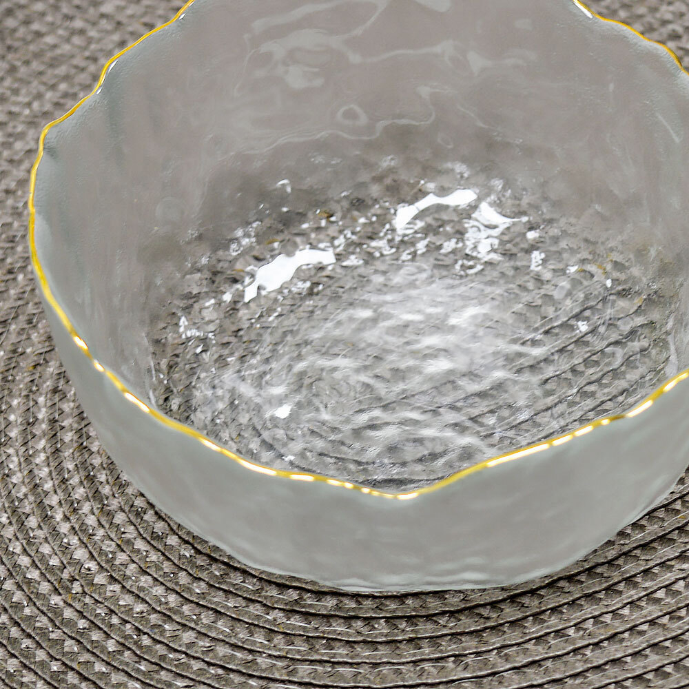 Миска 13*6,5см, прозрачная с золотой каймой, NNSW15