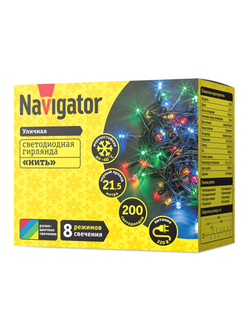 Гирлянда светодиодная 61 830 NGF-S01-200RGBY-10-21.5m-230-C8-BL-IP44 Navigator 61830