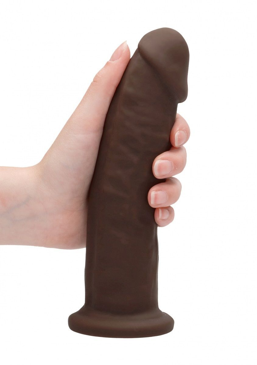 Коричневый фаллоимитатор без мошонки Silicone Dildo Without Balls - 22,8 см.