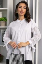 Блуза с завязками Ажур (белая) Б14386-10М LT Collection