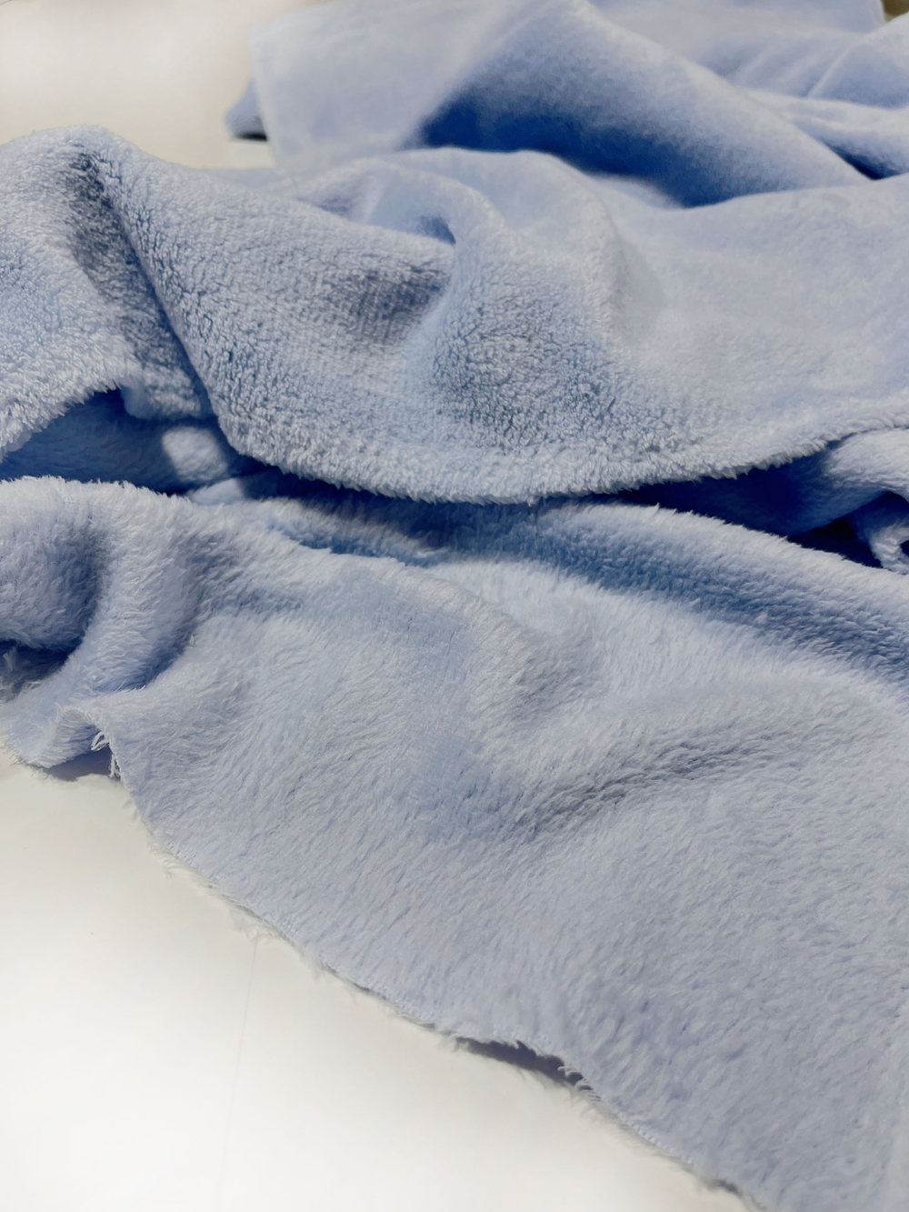 ГОЛУБОЙ - Флис ЛЕГКИЙ с двусторонним ворсом (КРВ619 Олеся) (к1 след от трубки)