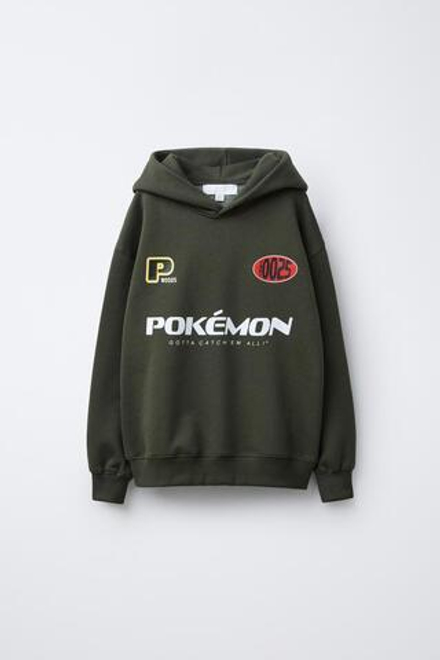 ZARA ХУДИ С ПРИНТОМ ПИКАЧУ POKÉMON ™, ТЕМНЫЙ БУТЫЛОЧНО-ЗЕЛЕНЫЙ