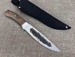 Якутский нож, цельнометаллический, сталь Х12МФ, рукоять орех, кованый дол