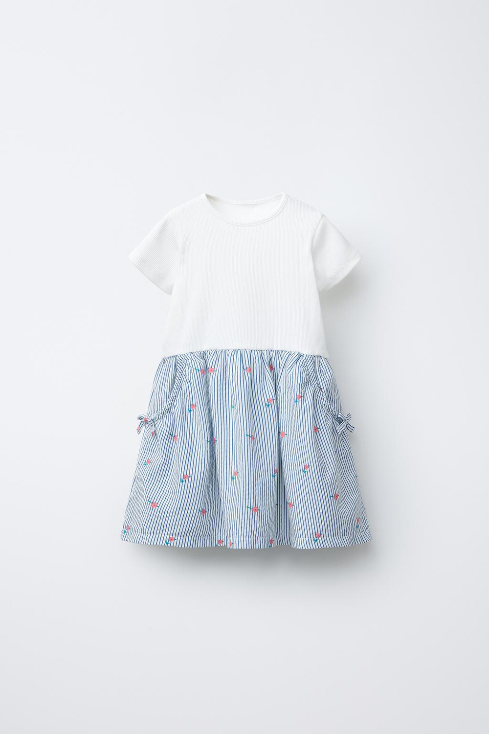 ZARA КОМБИНИРОВАННОЕ ПЛАТЬЕ С КАРМАНАМИ, ГОЛУБОЙ