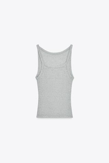 ZARA ТОП ХАЛТЕР В РУБЧИК, СЕРЫЙ МЕЛАНЖ