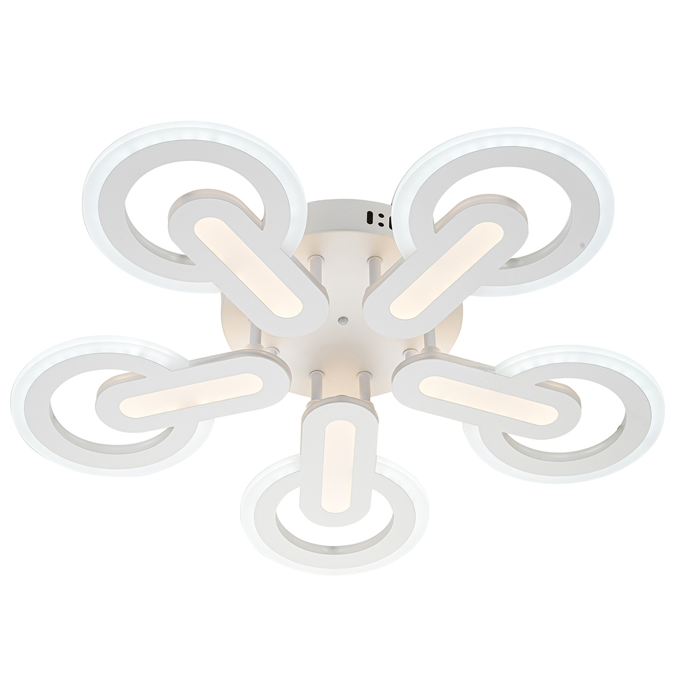 Потолочный светодиодный светильник 110Вт, 8800Лм, 3000-6500К, Ra>80,  плавная регулировка мощности, изменение цветовой температуры, ночник,  металл/акрил, белый