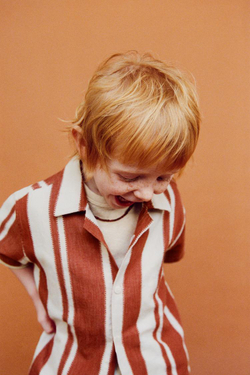 ZARA РУБАШКА С ПРИНТОМ В ПОЛОСКУ, КРАСНЫЙ