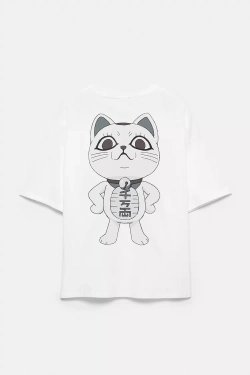 PULL&BEAR Футболка с короткими рукавами "Dan Da Dan", белый