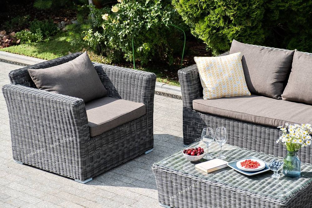 "Капучино" лаунж-зона из искусственного ротанга, цвет графит