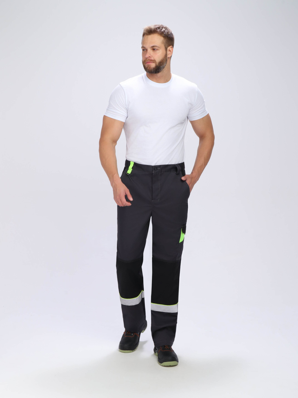 Костюм Ховард-1 (тк.Смесовая,240) брюки, т.серый/черный/лимонный