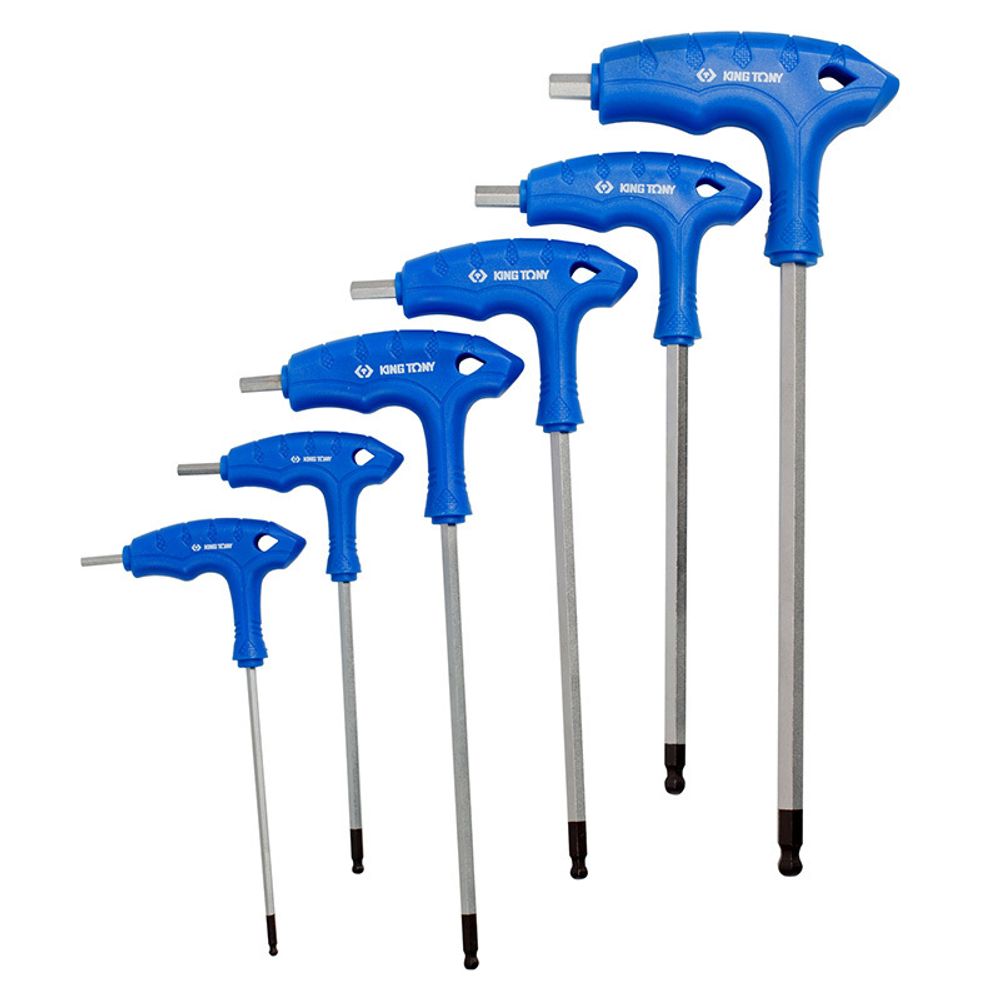 KING TONY (22106MR) Набор Г-образных шестигранников 3-8 мм, с шаровым окончанием, 6 предметов